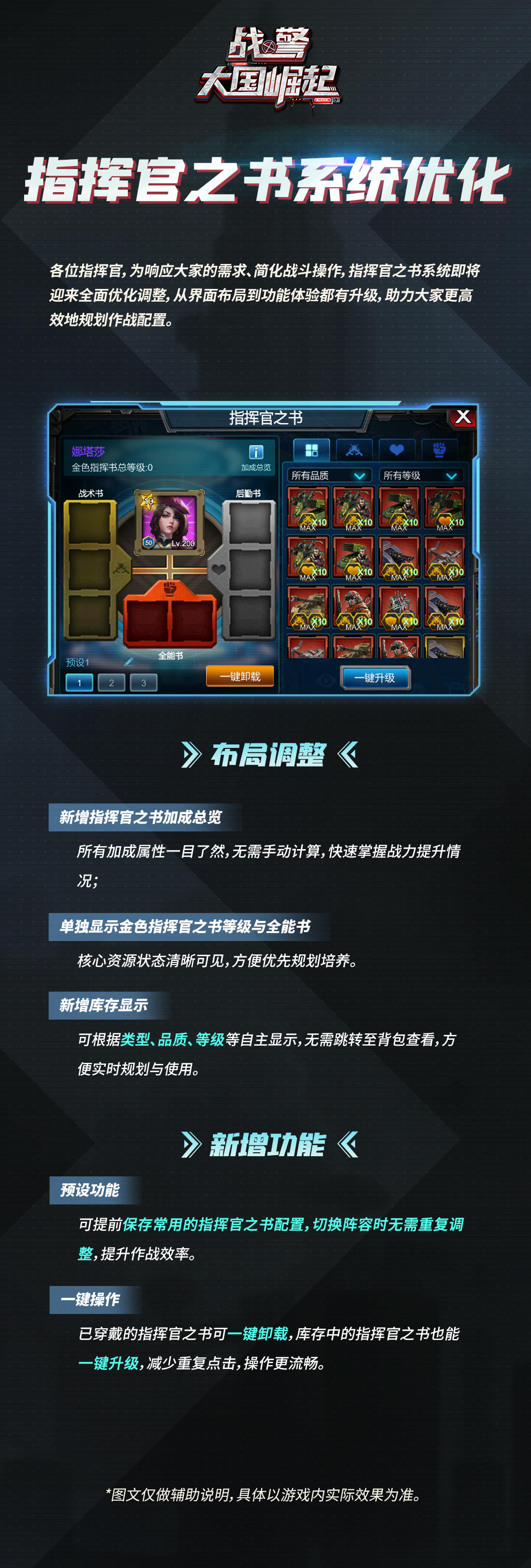 新版本爆料|指挥官之书系统优化
