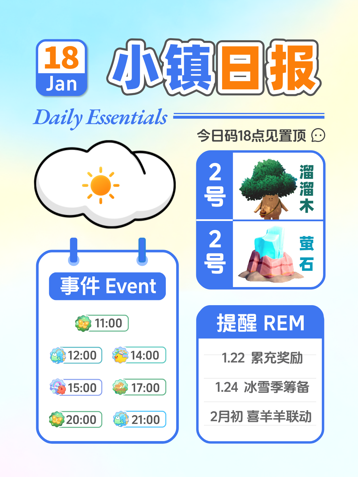1月18日小镇日报溜溜木萤石 兑换码 每日更