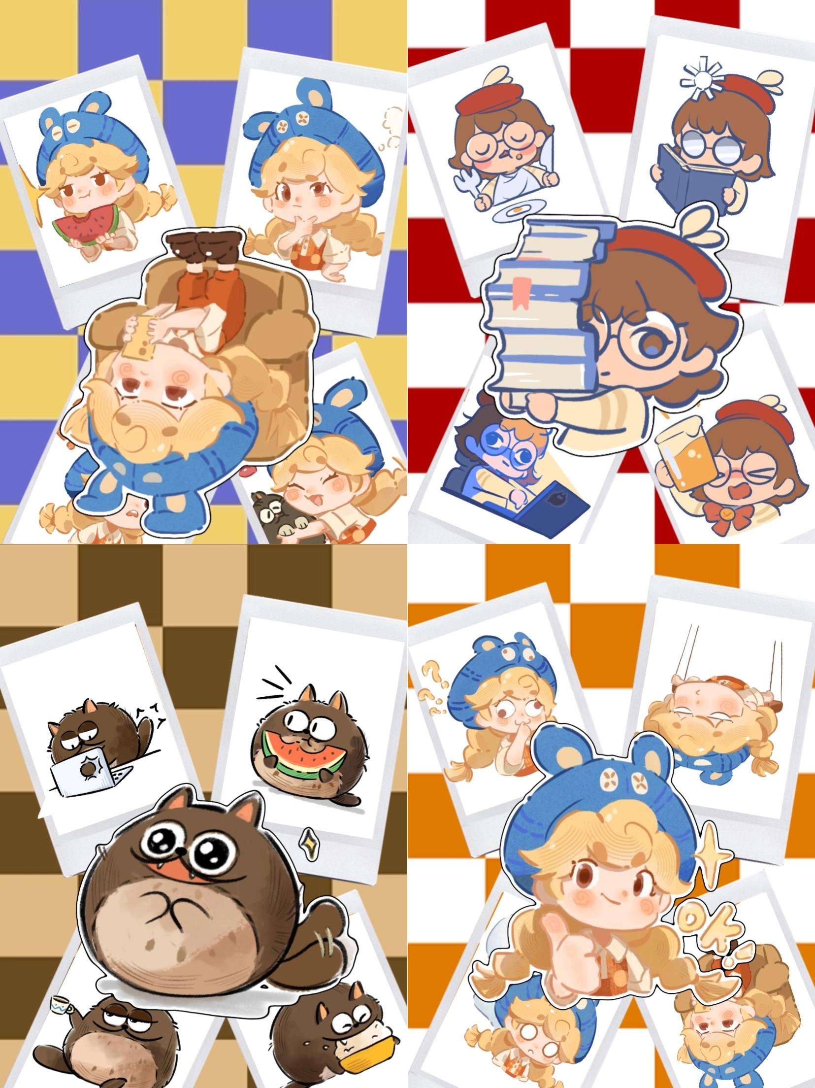 粒粒的小人国｜四宫格萌趣壁纸🍓