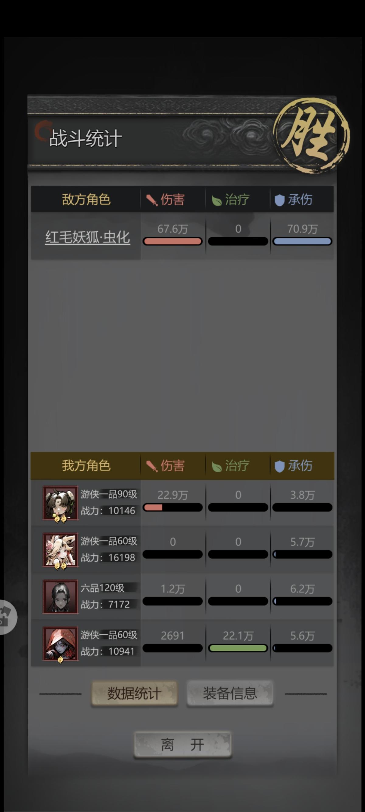 来补一下前段时间过的boss的攻略，因为最近一直在准备考试没心思写这些，但是今晚周赛真给我打得有点爽，干脆把攻略都补上
狐狸虫化真是最近这几章最简单的章底boss了，首先探破是真的太简单了（像在为第十章做铺垫），比狐狸的十一重轻功好攒太多了，我15号过的狐狸，18号过的虫化（赶进度甚至两天就够，主要等了一天人参果）。其次就是可替代性强，寒霜济世奇门这些之前都用过，大家肯定有，破城可以用高一点等级的截图