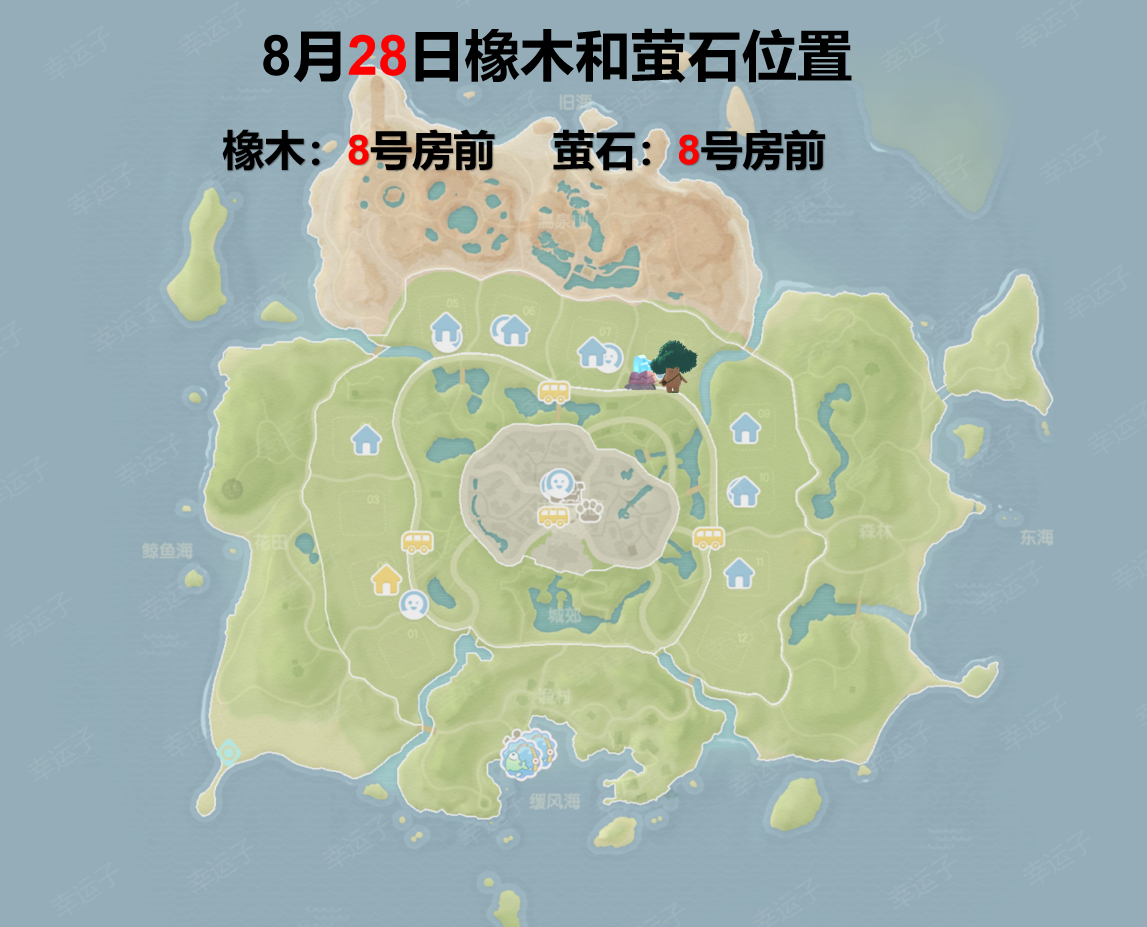心动小镇8月28日橡木、萤石位置截图