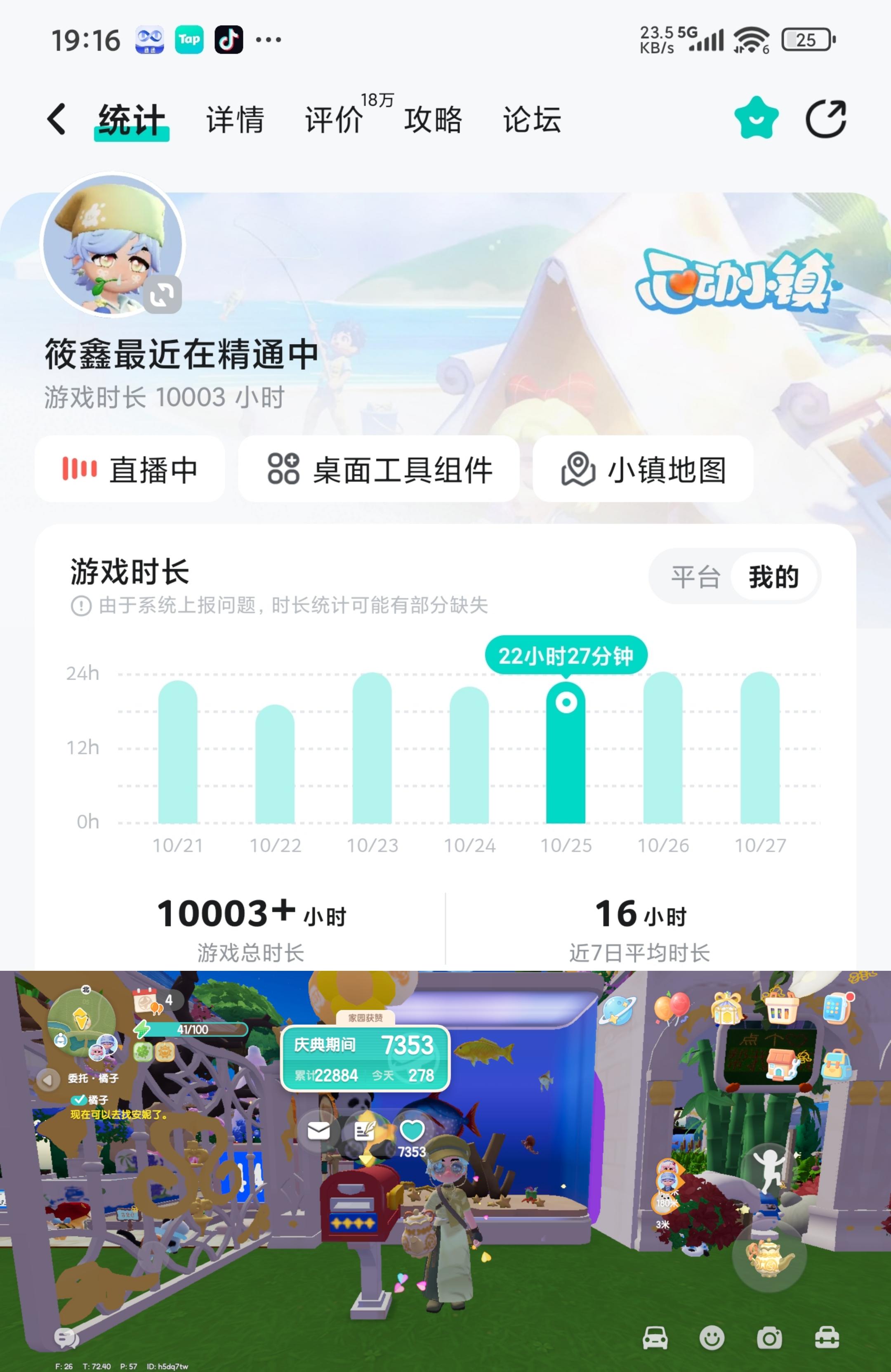 心动小镇在线时长10000小时已达成！筱鑫