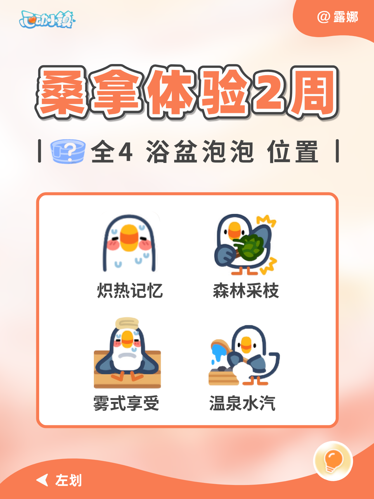 桑拿体验第2周 共4个浴盆泡泡 表情 位置