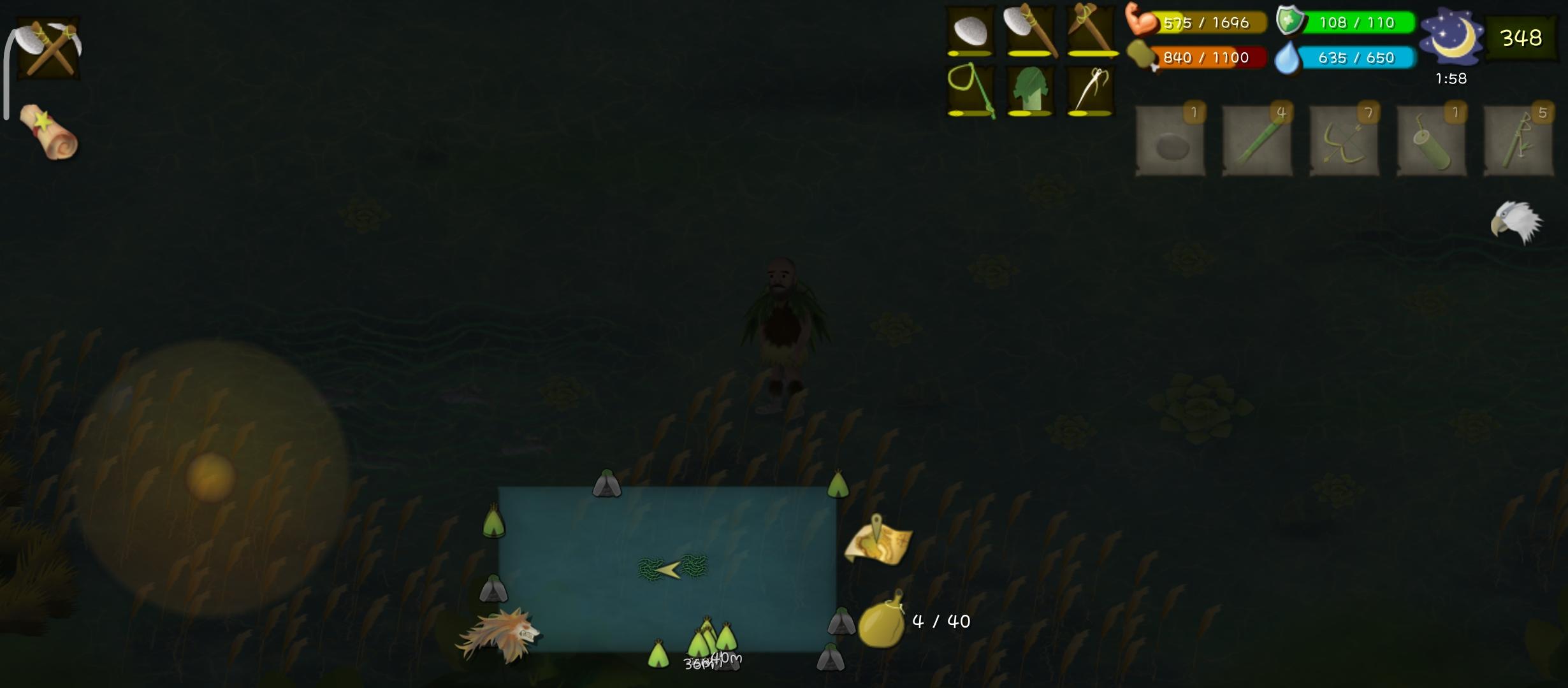 高山陷阱位置分享，不管你是大鱼网小鱼网放水里面黑色阴影地方出国率高，鱼网放的时候绿色位置对应阴影位置，鹿试了，那种形状的石头周围放都能出🦌，我的那个位置出土拨鼠货挺多