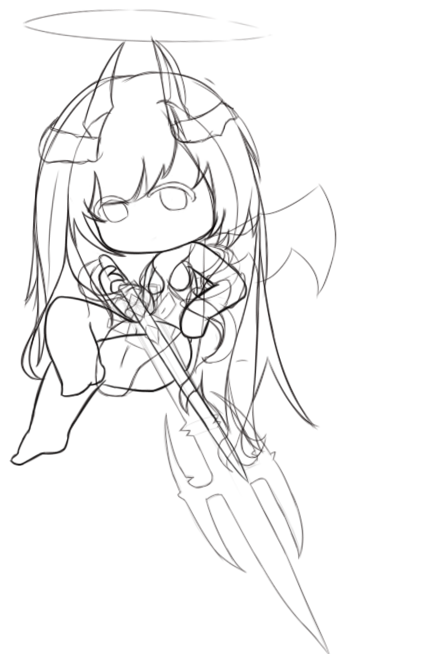 莎雅娜Q版草稿线稿勾线