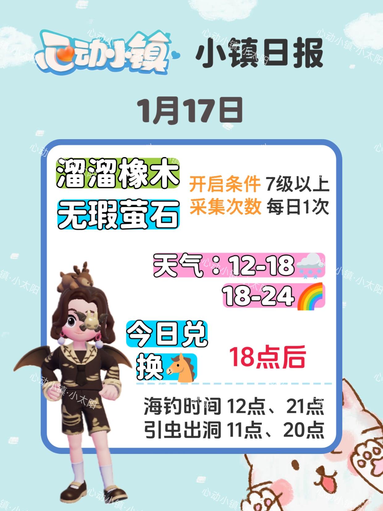 心动小镇1月17日萤石溜溜橡木位置兑换码