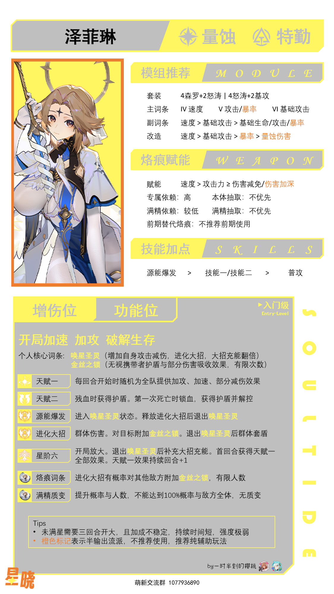 【养成】泽菲琳养成简介一图流