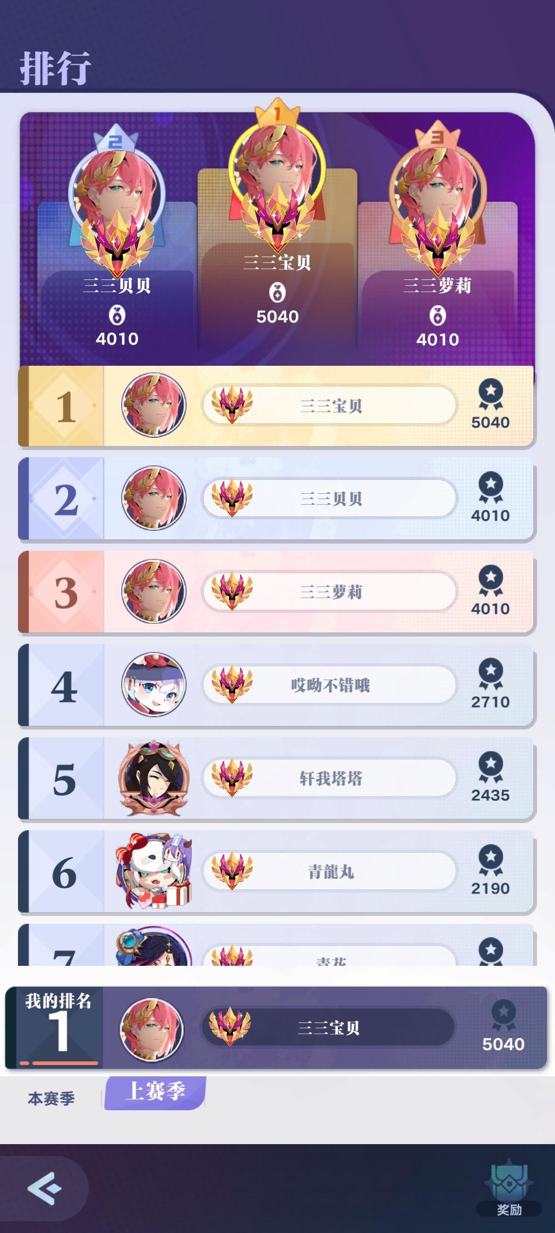 竞技改版后竞技前三留念