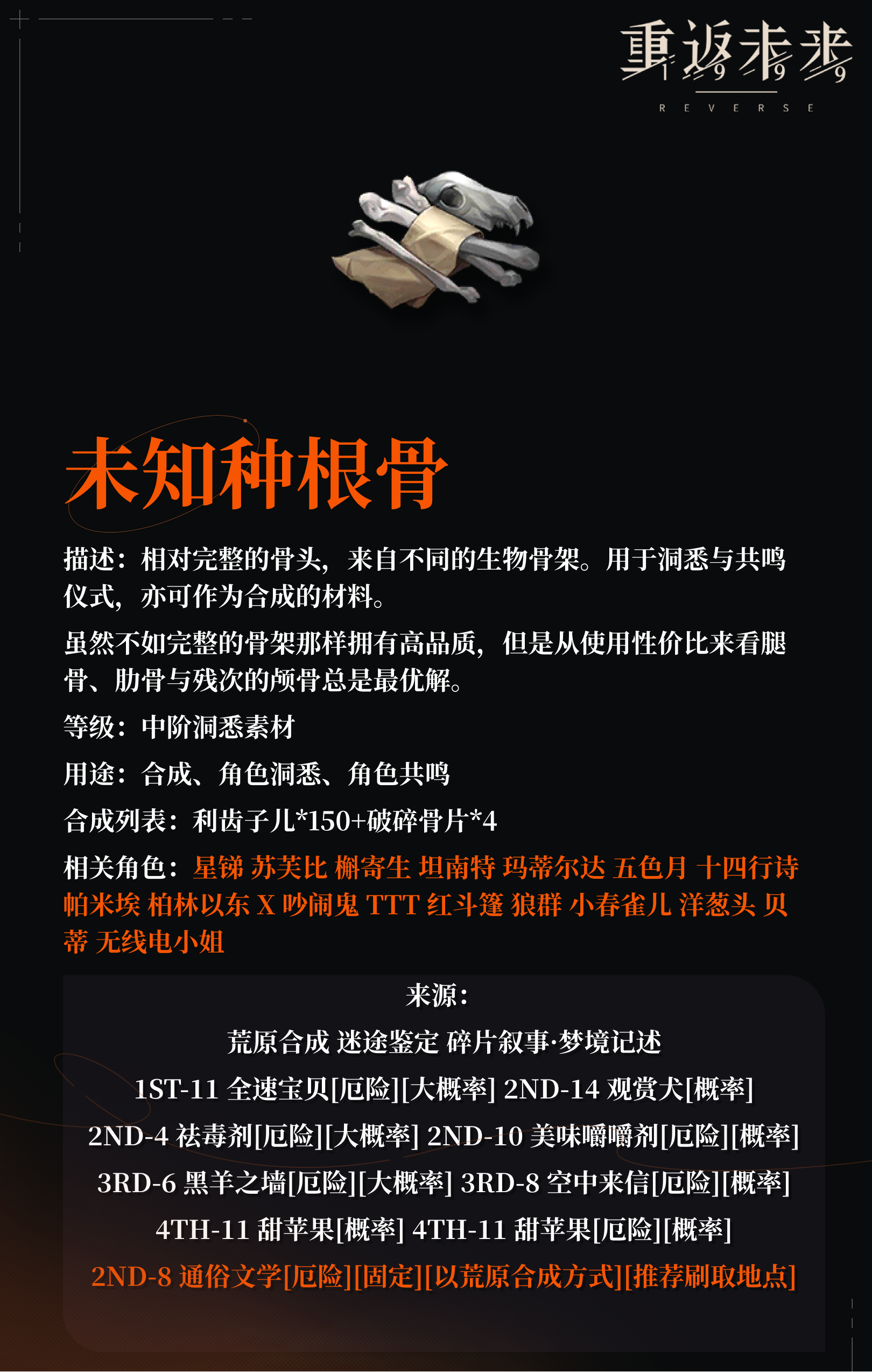 【角色培养素材】未知种根骨