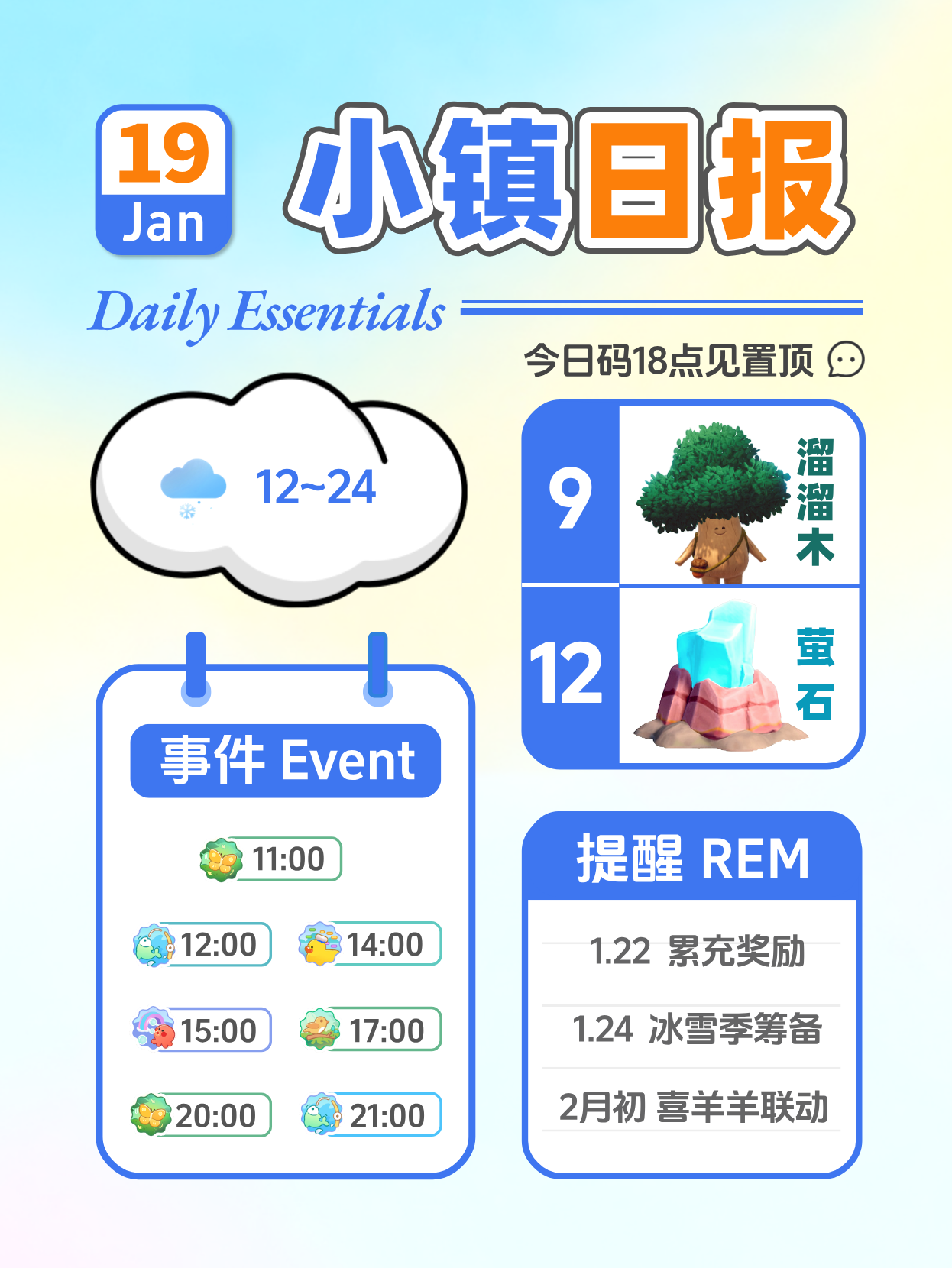 1月19日小镇日报溜溜木萤石 兑换码 每日更