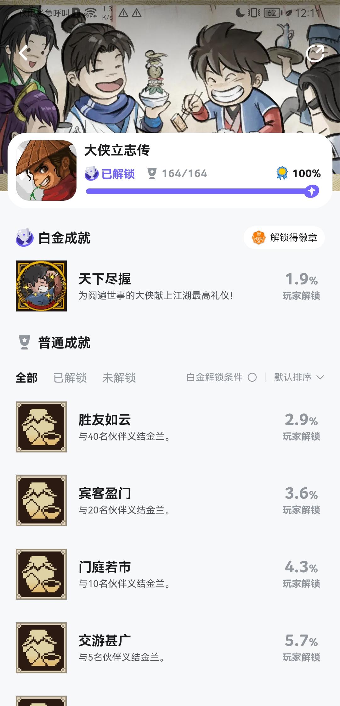 全成就了，推荐点新游戏截图