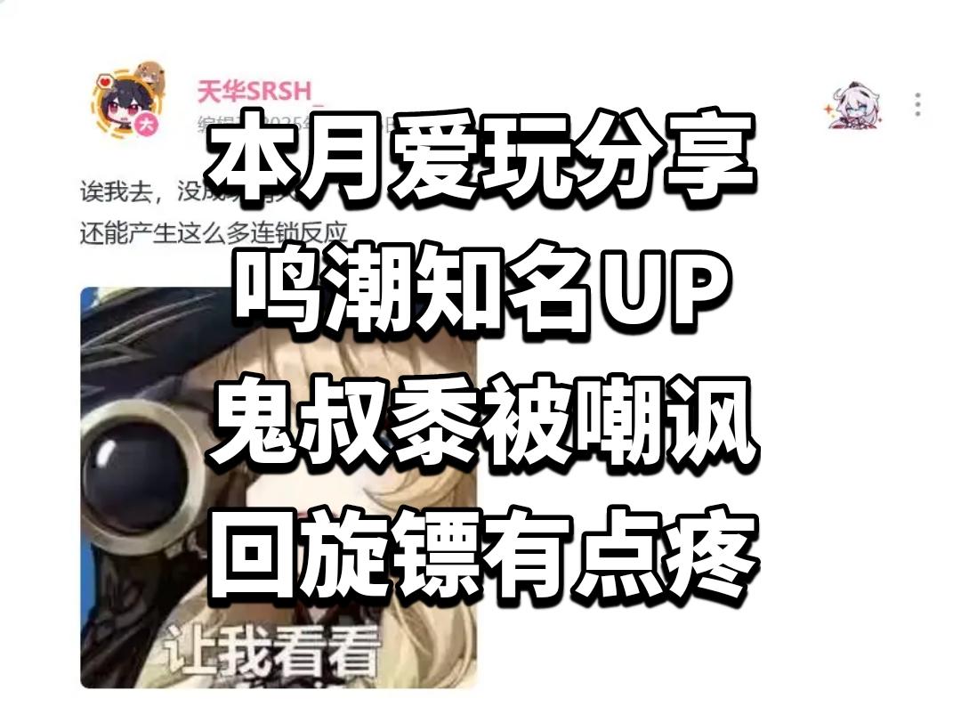 鸣潮知名UP鬼叔黍被嘲讽，回旋镖有点疼