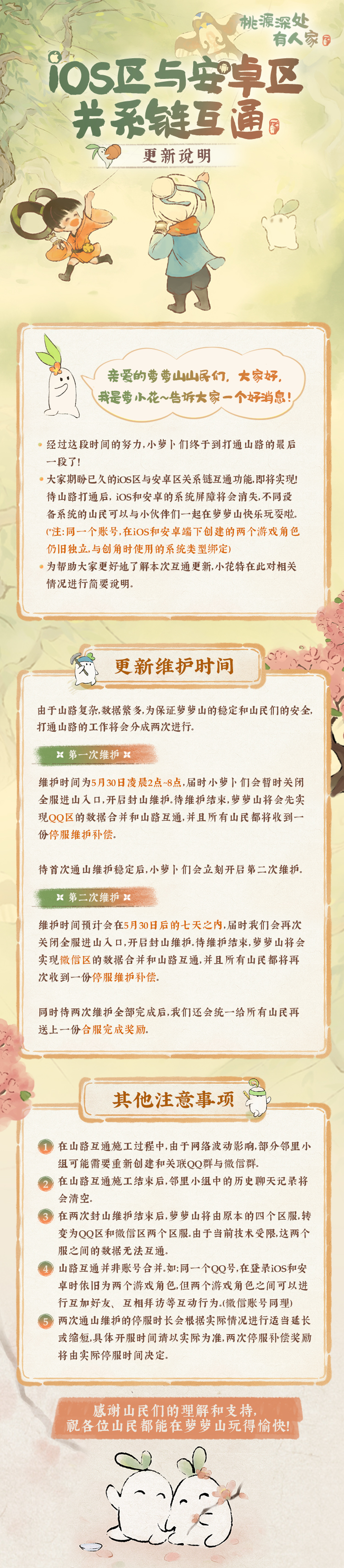 萝萝山iOS区与安卓区关系链互通更新说明