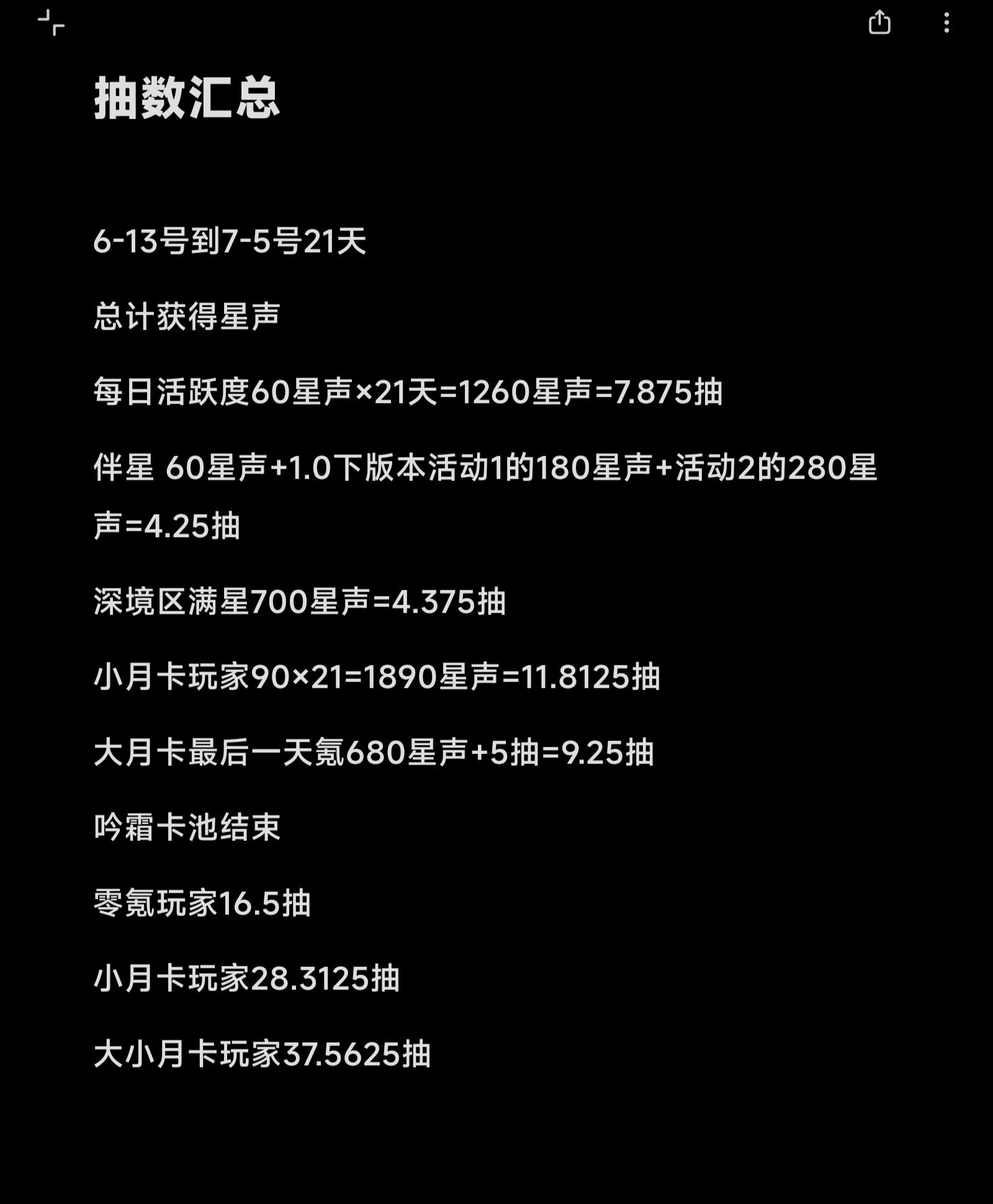 鸣潮1.0下半可获得抽数汇总