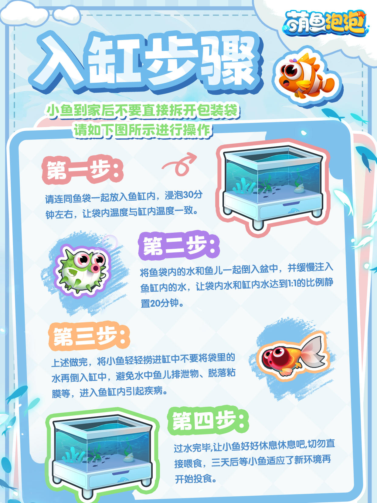 新鱼入缸这4步，让小鱼快速适应新家~