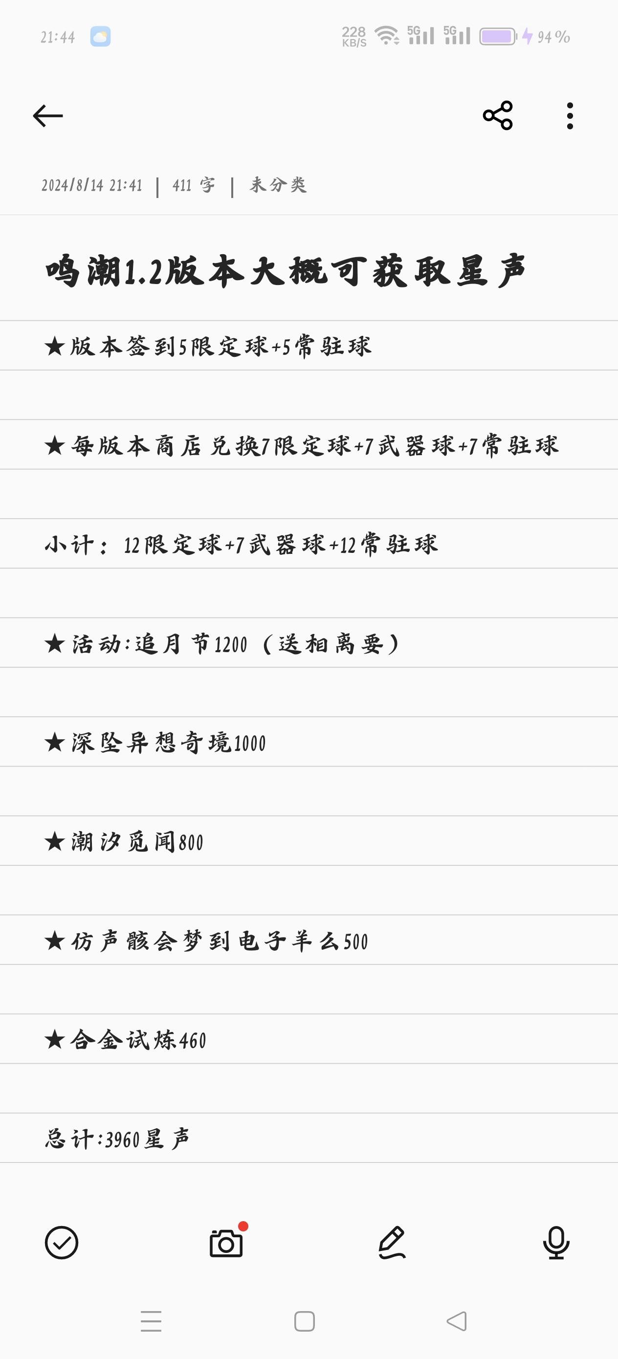 鸣潮1.2大概能获取的星声截图