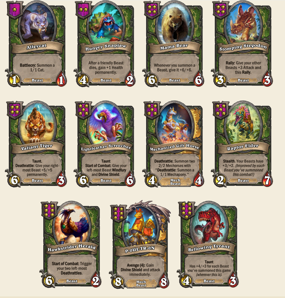 炉石酒馆新版本野兽随从移除or回归