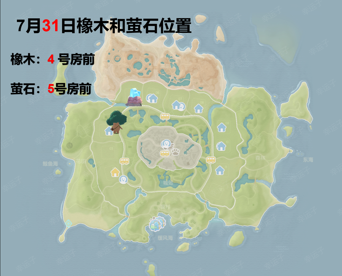 心动小镇 7月31日橡木、萤石位置截图