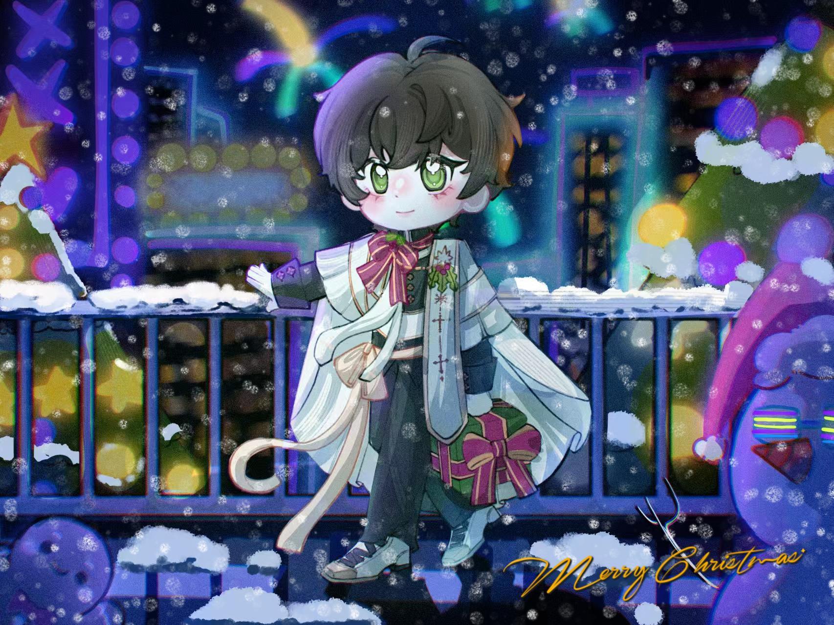 『平安夜的烟火映照着他的归途，也照亮了他未来的前路。』
——————
*其实很久以前就想搞唐焕的if线了，毕竟谁会甘心他原作的结局啊（至少本人我是不甘心的）
*服设来源自小红书
#绝对演绎 #同人 #圣诞节