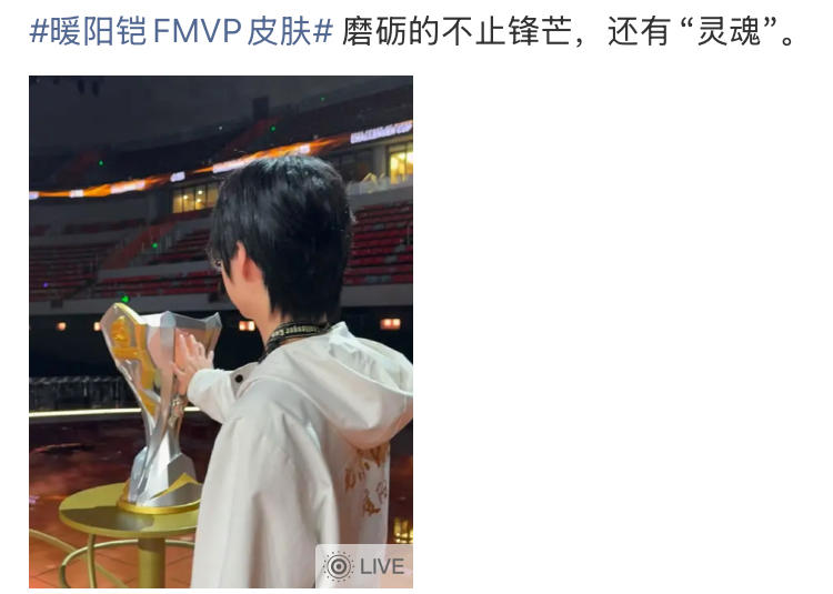 暖阳选了铠作为FMVP皮肤，太帅了