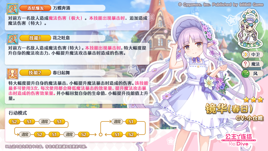 期间限定角色★3「镜华（春日）」技能详情公开！