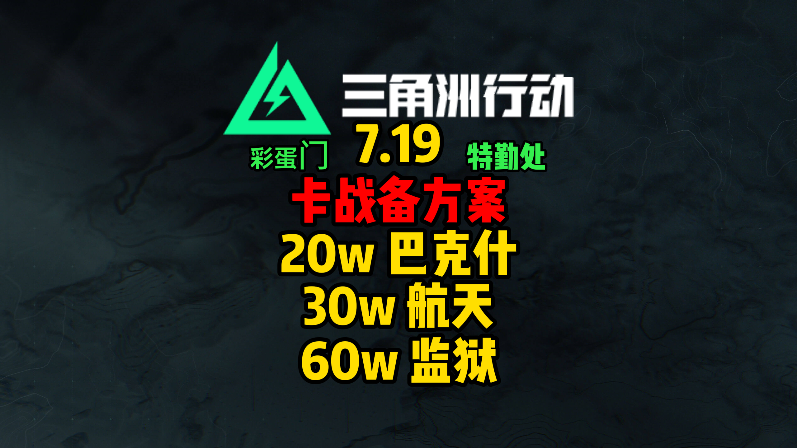 7.19绝密机密卡战备，彩蛋门，特勤处