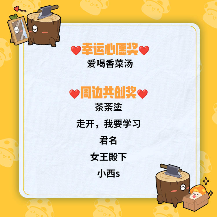 【周边共创计划登场，未来由你选择！】活动开奖公告