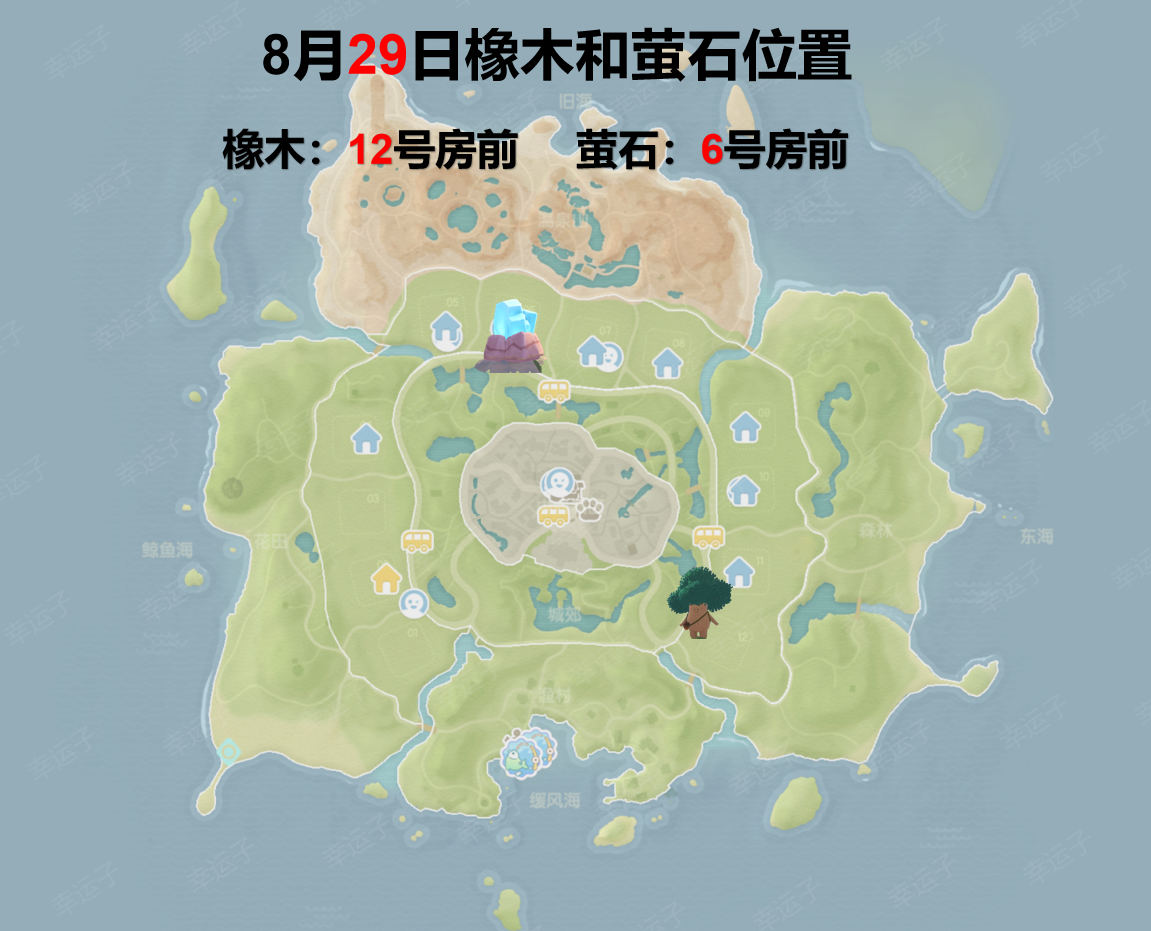 心动小镇8月29日橡木、萤石位置截图