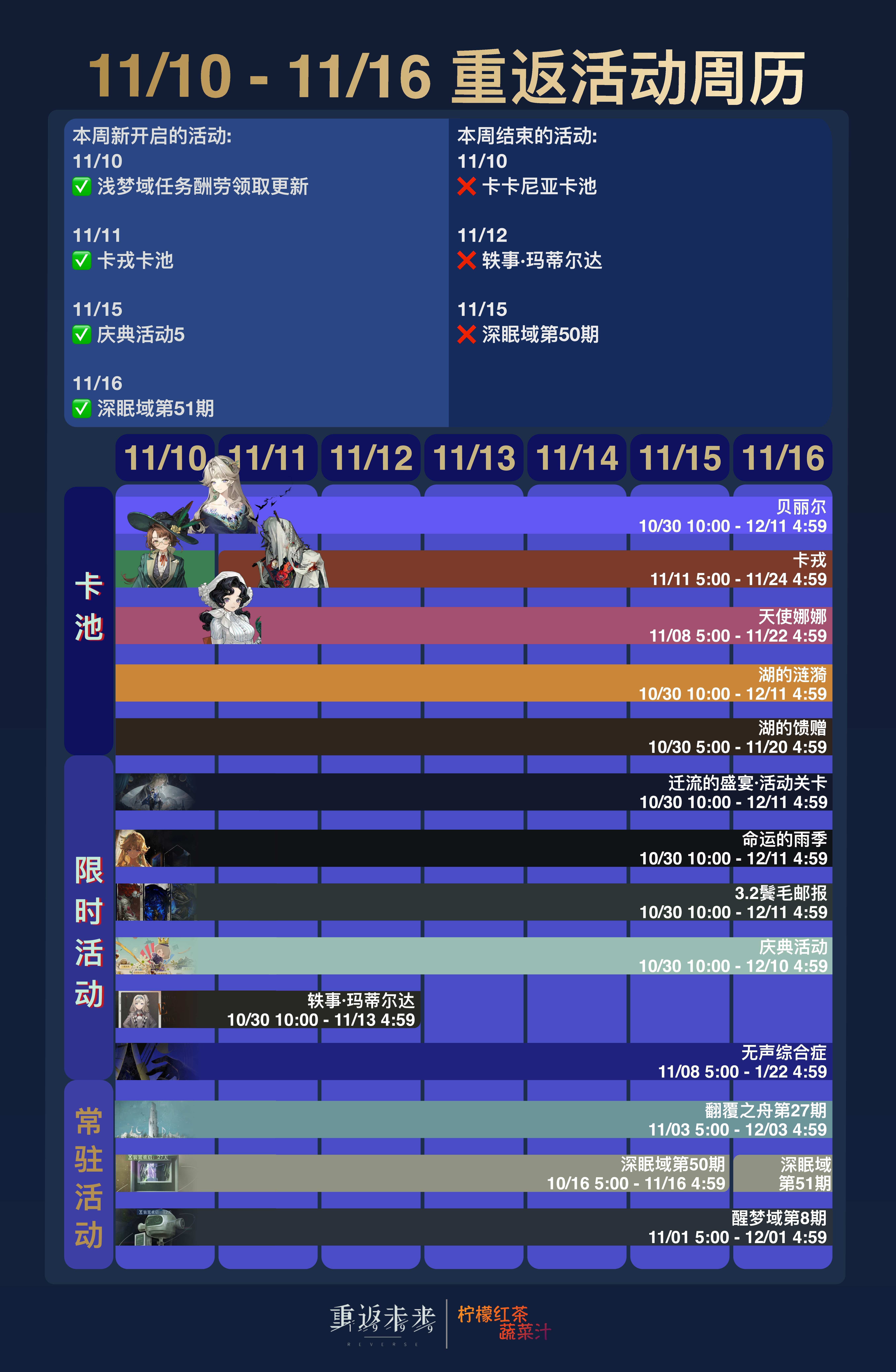 11/11 - 11/16 重返活动周历