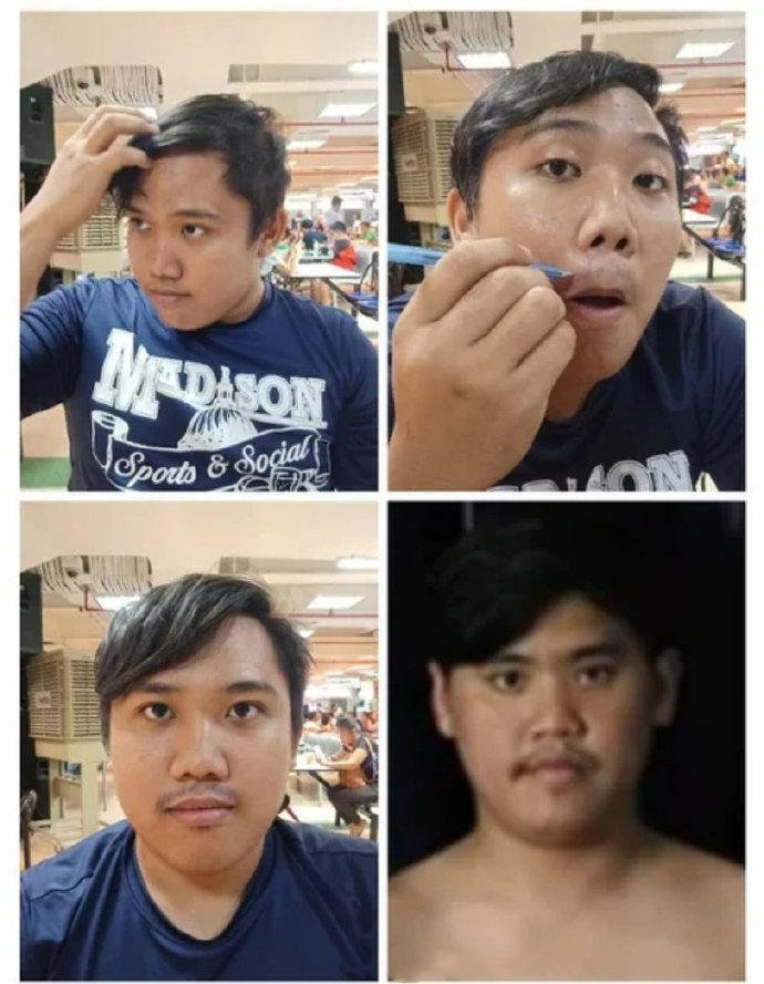 cos人者终被cos：低成本cos成低成本cos小哥的人出现了。