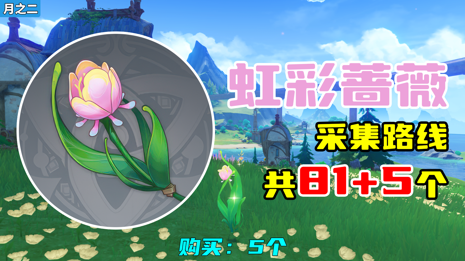 【原神】虹彩蔷薇采集路线（月之二重制），购买：5个