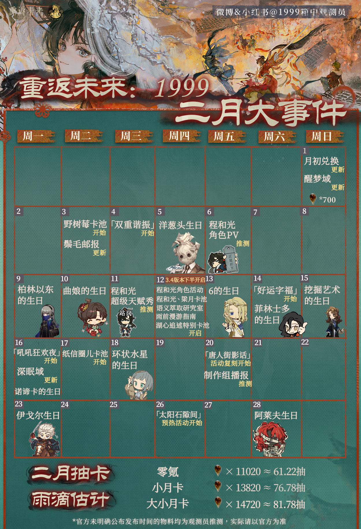 重返未来1999｜2月｜活动月历