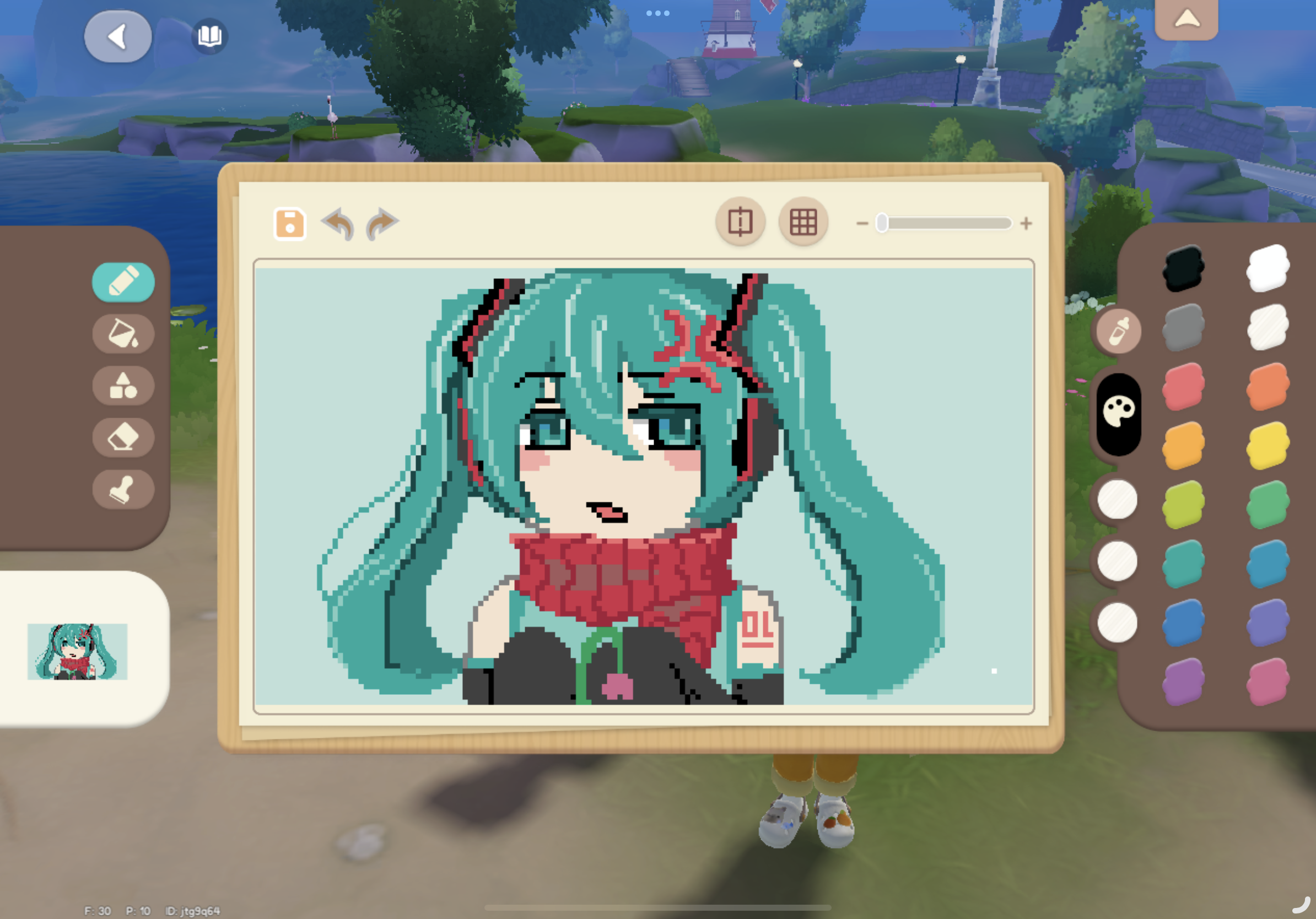 心动小镇画画玩法画了个初音未来