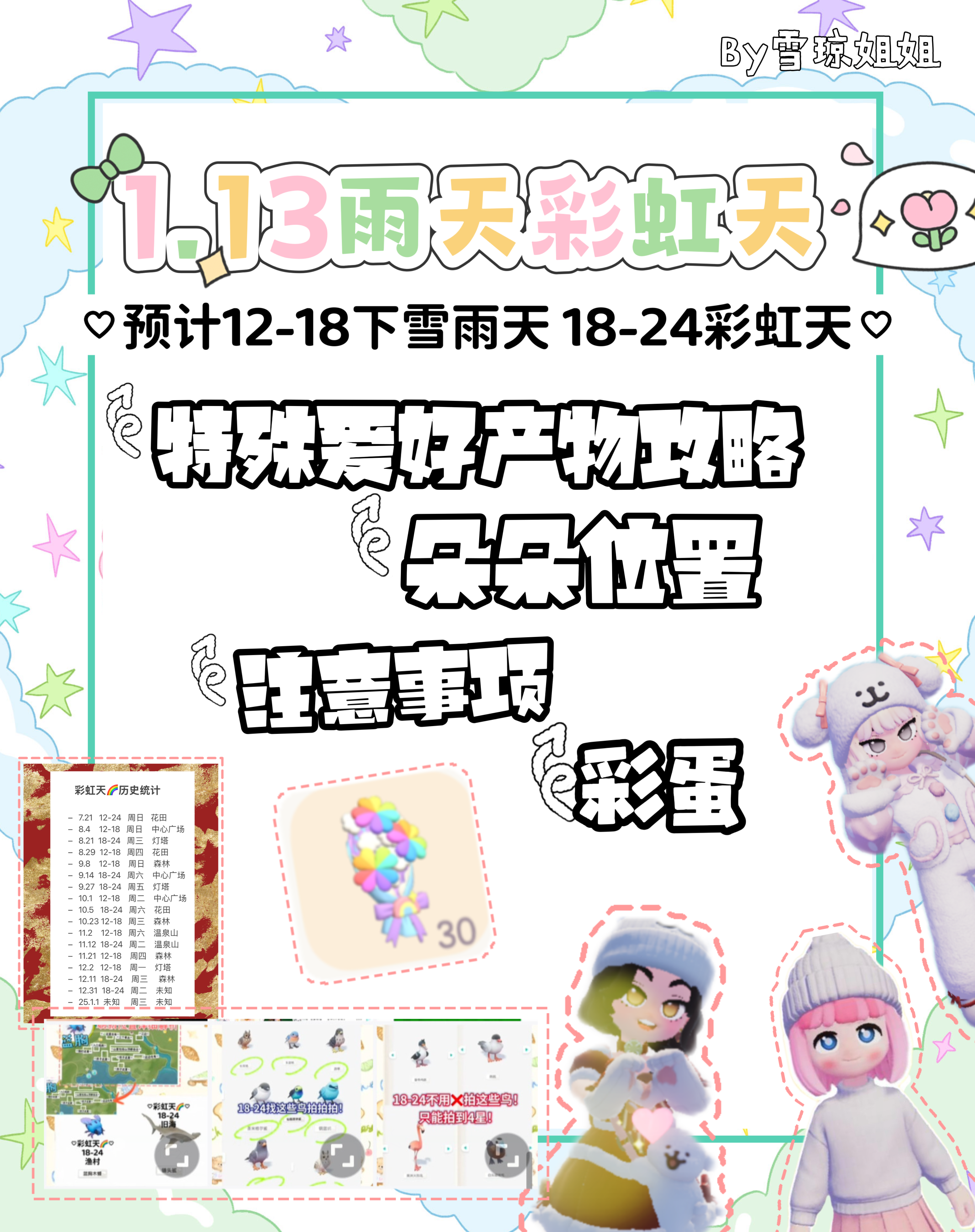 1.13下雪天，雨天彩虹天详细攻略！