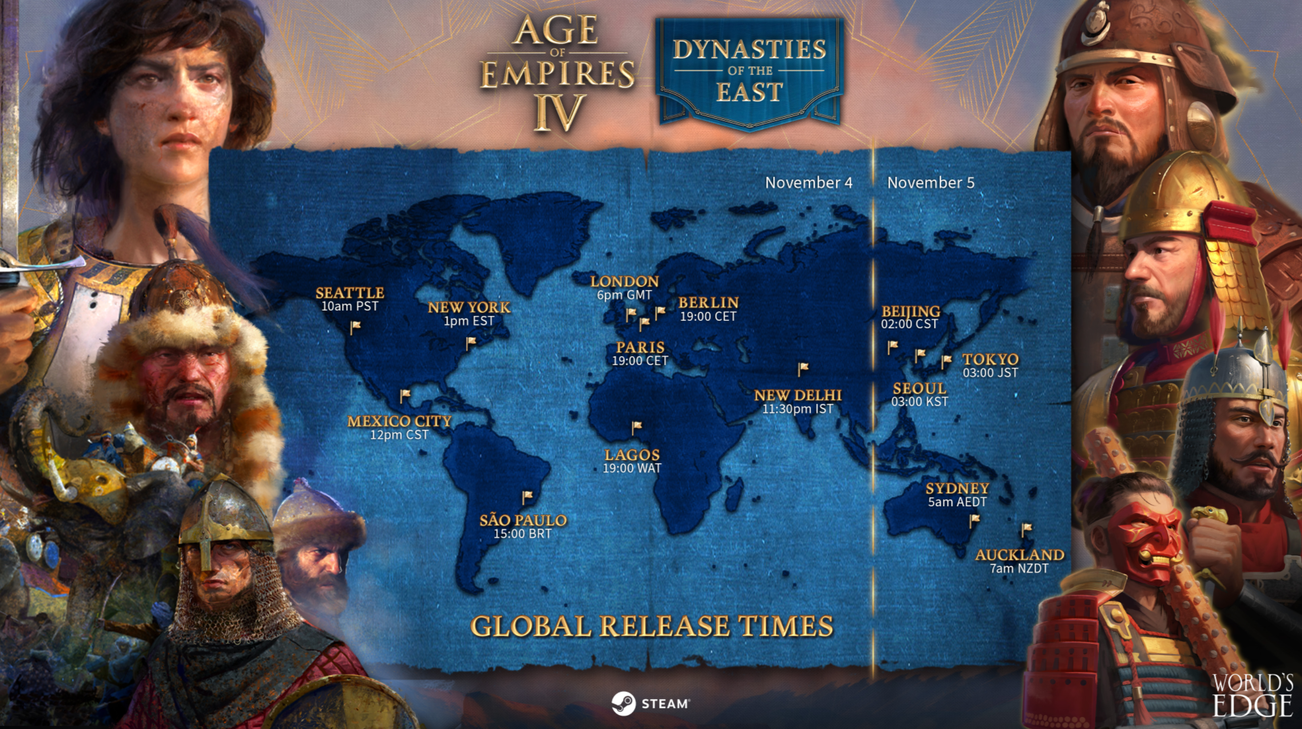 《帝国时代4》DLC《东方王朝》全球解锁时间公布截图