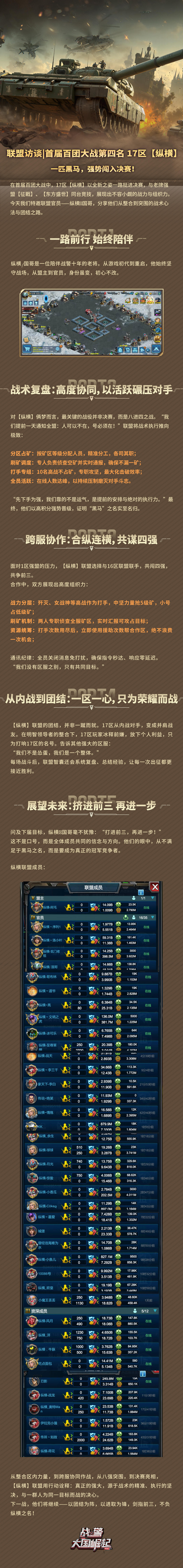 联盟访谈|首届百团大战第四名17区【纵横】一匹黑马 强势闯入决赛