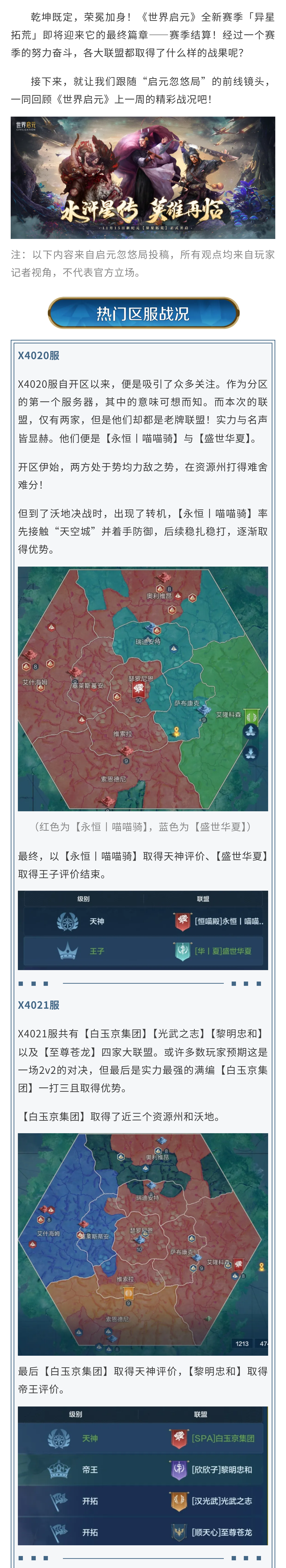 「世界启元」异星拓荒剧本第五周周报：征程暂歇，新篇可期！