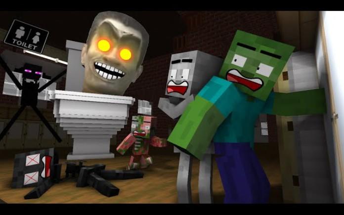 MC怪物学院动画丨斯基比迪厕所恐怖挑战 | 电锯人与火车学校丨我的世界动画