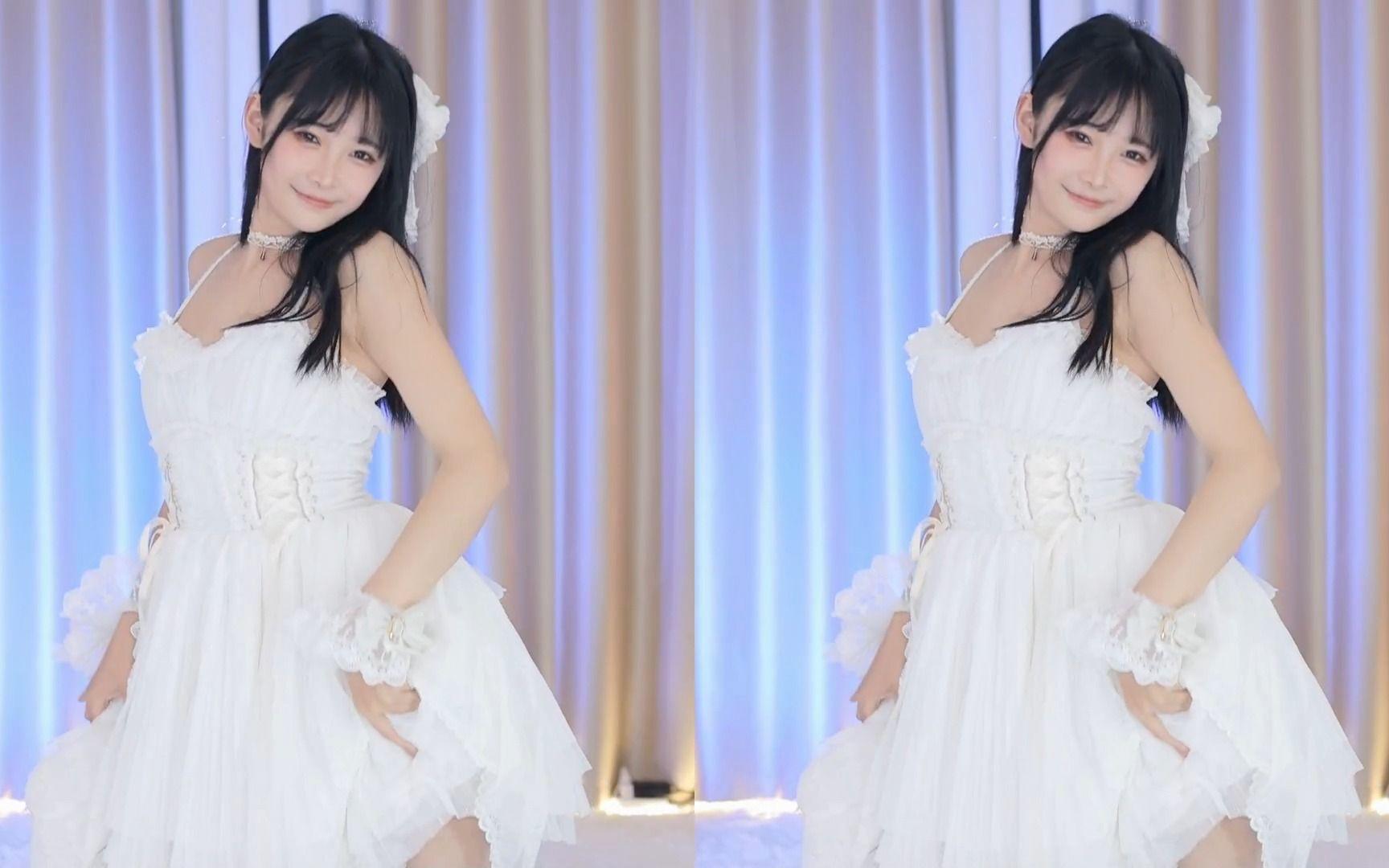 【鱼子酱】《SHAKE IT》白色连衣裙套装 直播跳舞录屏