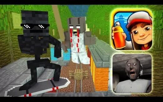 MC怪物学院动画丨Granny vs 地铁跑酷Game Challenge丨我的世界动画