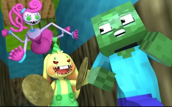 怪物学院动画:Baby 僵尸 Escapes Form 长腿妈咪床上丨Poppy playtime 2我的世界动画