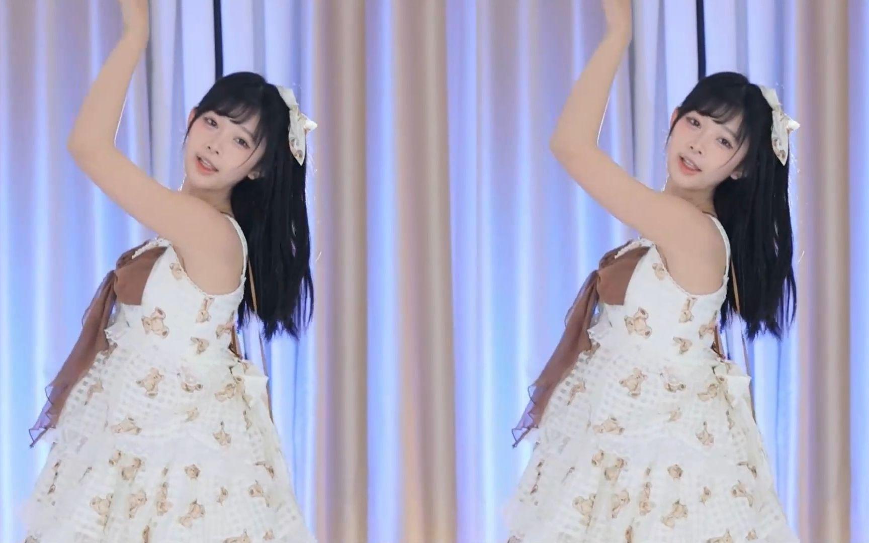 【鱼子酱】《拼凑的断音》棕色小熊裙套装 直播跳舞录屏