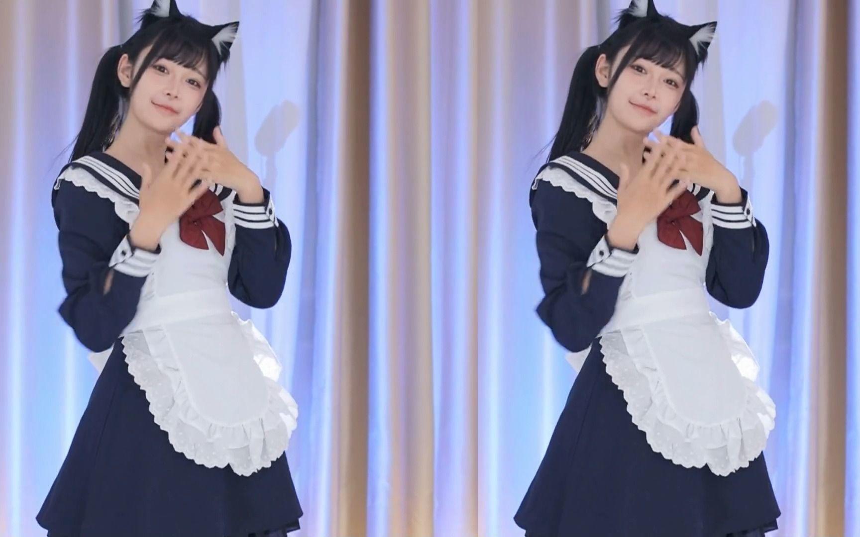 【鱼子酱】《叮叮当当舞》黑色猫耳女仆套装 直播跳舞录屏