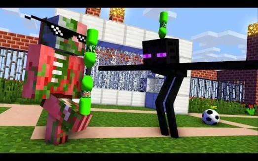 MC怪物学院动画丨史诗踢球翻瓶挑战赛丨我的世界动画截图
