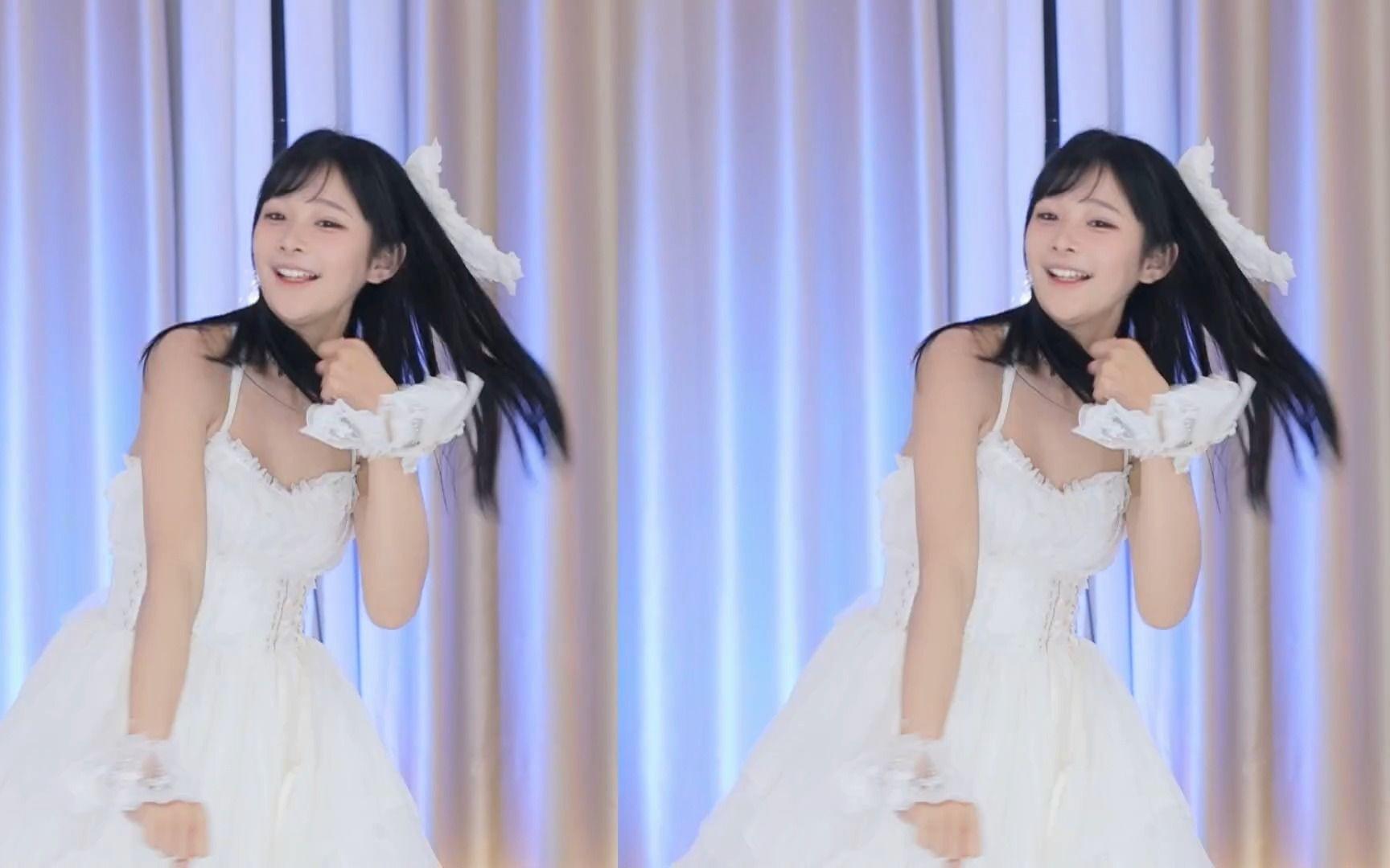 【鱼子酱】《派对浪客诸葛孔明》白色连衣裙套装 直播跳舞录屏