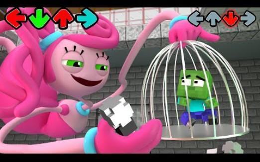 怪物学院1389集丨Giant 长腿妈咪 vs Tiny 僵尸FNF challenge-Poppy playtime 2 我的世界动画
