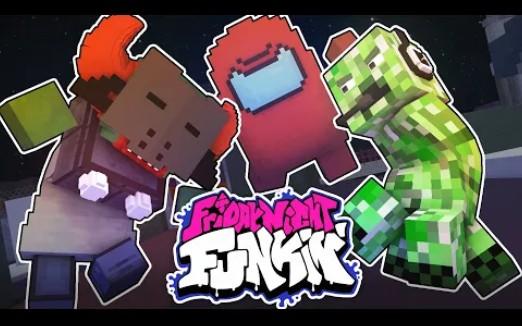 怪物学院1691集丨FNF挑战但Mobs vs Anong us & Tricky丨我的世界动画