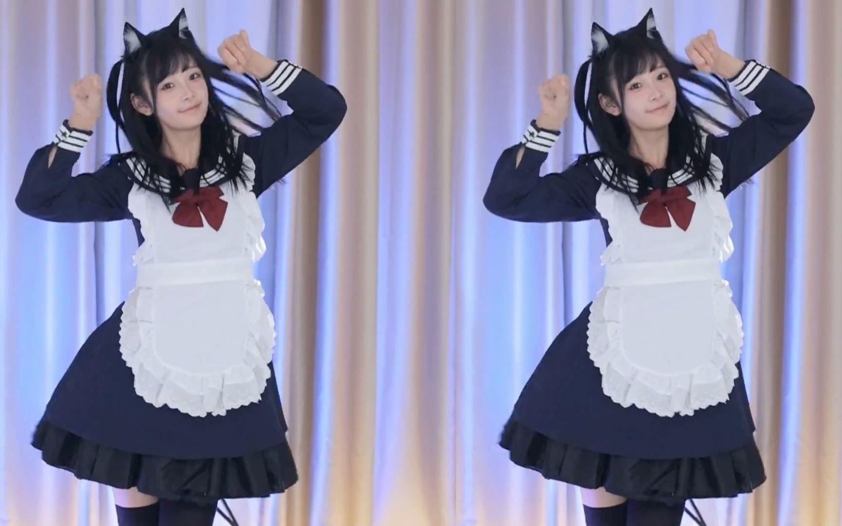 【鱼子酱】《这么可爱真是抱歉》黑色猫耳女仆套装 直播跳舞录屏
