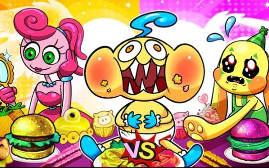 【搬运YouTube】粉色食物vs黄色食物Mukbang 动画bunzo兔子PJ baby 长腿妈咪吃食物动画