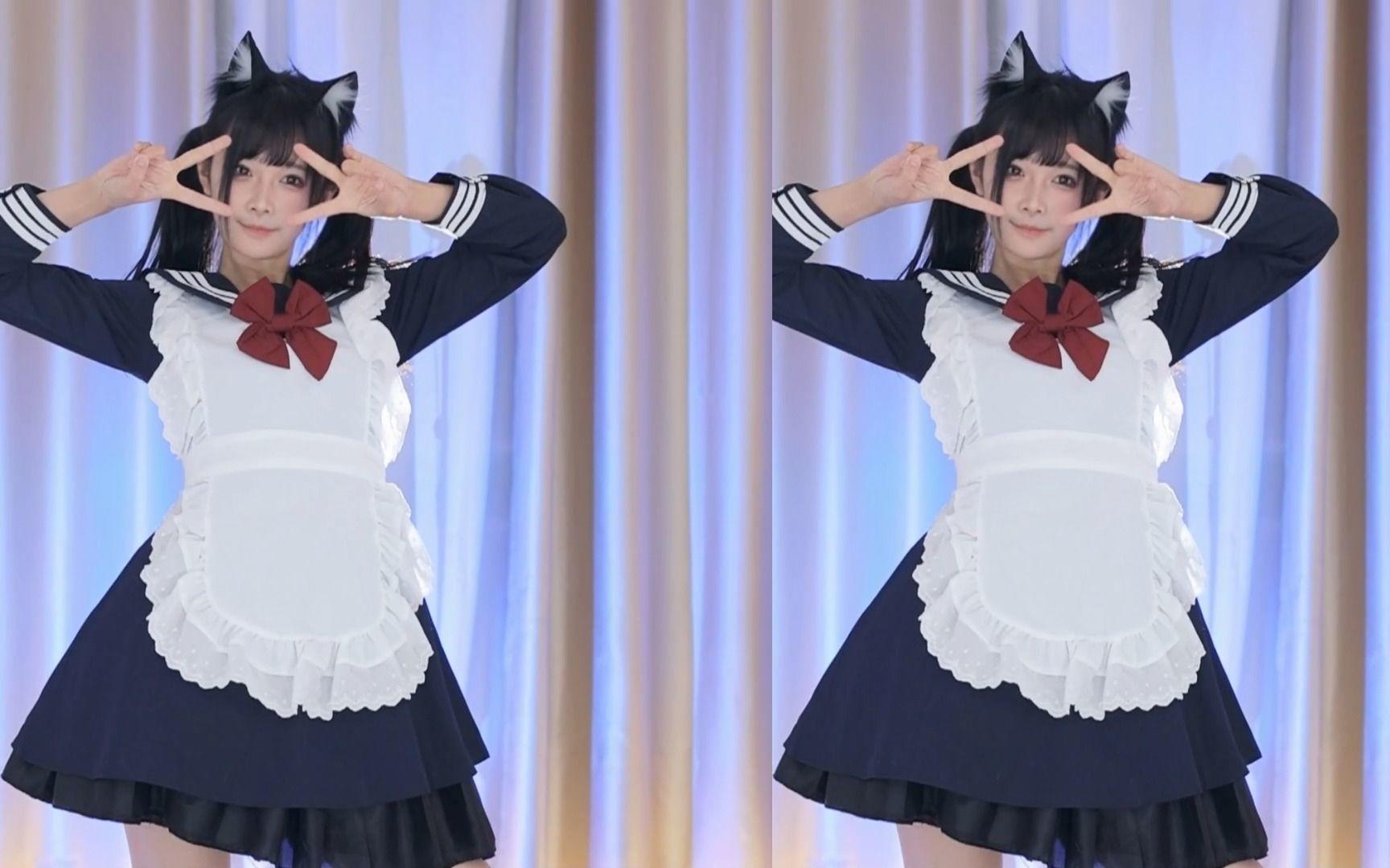 【鱼子酱】《Bunny》黑色猫耳女仆套装 直播跳舞录屏